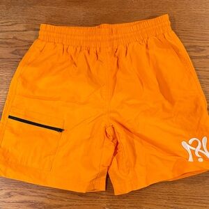 Bright Orange Nylon Shorts with Logo 5inch inseam